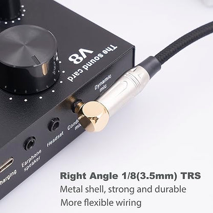 1FT 1/4" Female to 1/8" Male Right Angle Stereo Audio Adapter TRS 6.35 (1/4 inch) Female to 3.5 (1/8 inch) Male Adapter Cable for Amplifier, Guitar, Headphone, Laptop, Phone - size: 1Feet
