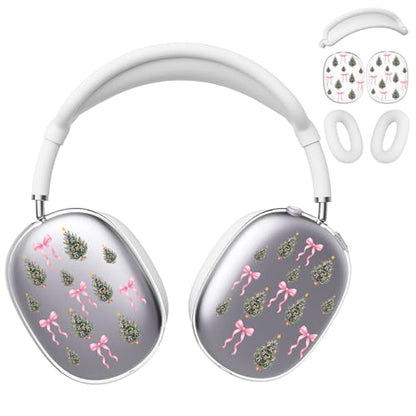 for AirPods Max 2/1 Headphones Christmas Tree Ear Covers | Cute Bow Clear Ear Cups Cover | White Silicone Ear Pad Case Headband Cover for Apple AirPods Max 2/1 (2026/2024/2020) - color: Christmas Tree A/White