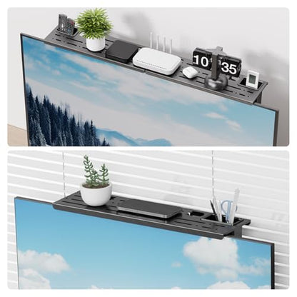CABTE Adjustable Steel TV Top Shelf for Soundbar, Soundbar Stand | No Drilling Universal Soundbar Mount ,Game Console, Cable Box, Router Shelves (34.65 x 4.33 inch) - style: 34.65 x 4.33 inch