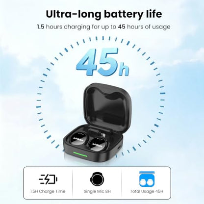 A41 Wireless Lavalier Microphone for iPhone/Android, 2TX with Case | 2.4GHz dual TX wireless mic, ENC noise cancelling, digital display, 40H battery, plug and play