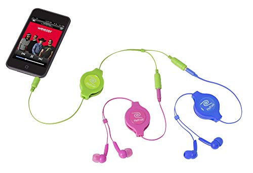 ReTrak Retractable Headphones Splitter, Green (ETCABLESPLGN) - color: Green