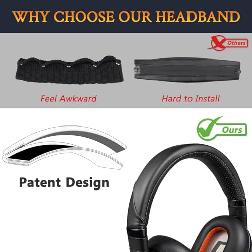 SOULWIT Replacement Kit for Plantronics BackBeat Pro 2, Voyager 8200 UC Headphones, Replacement Repair Part, Cooling Gel Earpad Cushions + Headband Pad - Black