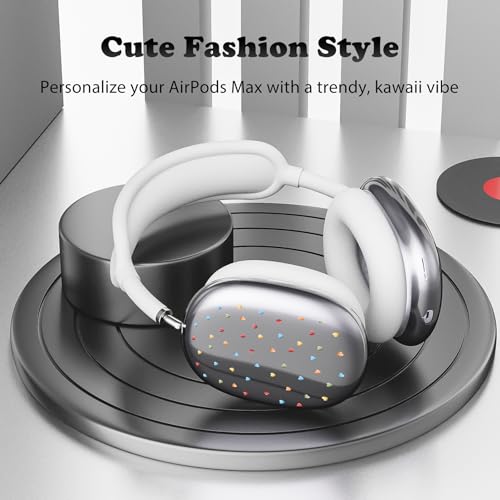 for AirPods Max Headphones Love Heart Ear Covers for AirPods Max 2 | Cute Y2K Clear Ear Cups Cover | White Silicone Ear Pad Case Headband Cover for Apple AirPods Max 2/1 (2026/2024/2020) - color: Heart F/White