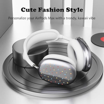 for AirPods Max Headphones Love Heart Ear Covers for AirPods Max 2 | Cute Y2K Clear Ear Cups Cover | White Silicone Ear Pad Case Headband Cover for Apple AirPods Max 2/1 (2026/2024/2020) - color: Heart F/White