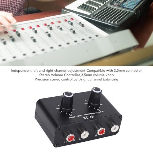 3.5mm Volume Control Box, Aluminum Alloy Passive Preamp with Stepless Knob, Independent L R Balance, Ground Isolation for CD Player Mixer