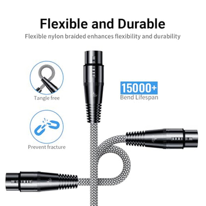 XLR Cables, Nylon Braided 3-Pin Male to Female Mic Speaker Cable-2FT - size: 1.97FT/0.6m
