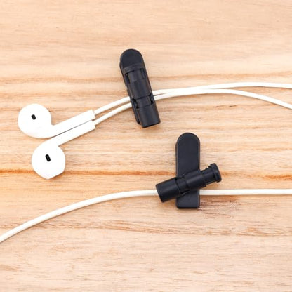 5pcs Headphone Cable Clip, Black Headset Cord Clamps Clothing Shirt Clips Earphone Wire Accessories for Headphones Wire