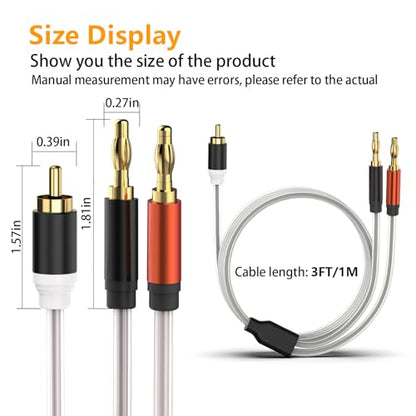 HOSONGIN RCA to Banana Plug Speaker Cable 3.3 Feet 2 Pack