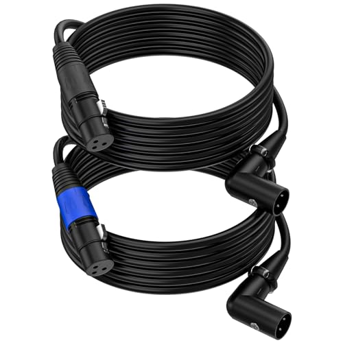 LanSenSu Right Angle XLR to Straight XLR Plug Cable, 90-Degree Male to Straight Male Balanced Cord 3-Pin to 3-Pin, (Right Angle -Male-10FT, 2Pack) - style: Right Angle -Male-10FT