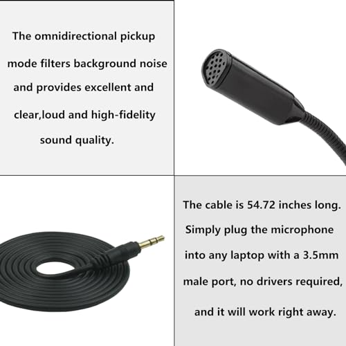 LANDIBO 3.5mm Microphone，Adjustable gooseneck Mini for Laptop/Desktop Computers pc Microphone，Plug and Play, Driver-Free Desk Microphone，Recordings, Games, Streaming, podcasts. (3.5MM) - style: 3.5MM