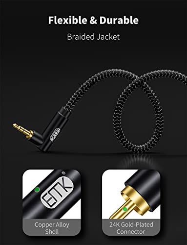 EMK 3.5mm to RCA Stereo Audio Cable - Gold Plated, 90°Aux Male to 2RCA Male, 6ft/2M - Compatible with Smartphones, MP3, Tablets, Speakers, Home Theater - color: 90° 3.5mm Male to 2 RCA Male, size: 6 Ft/2M, style: 3.5mm to 2RCA