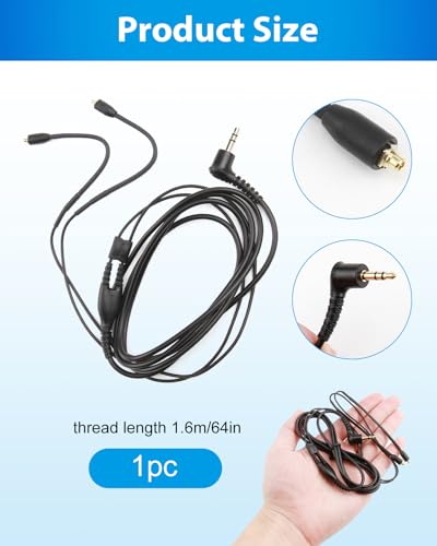 Earphone Replacement Cable 64Inch Detachable Earphone Cable for Shure SE215 | for SE315 SE425 SE535 and SE846 (EAC64BK, Black)