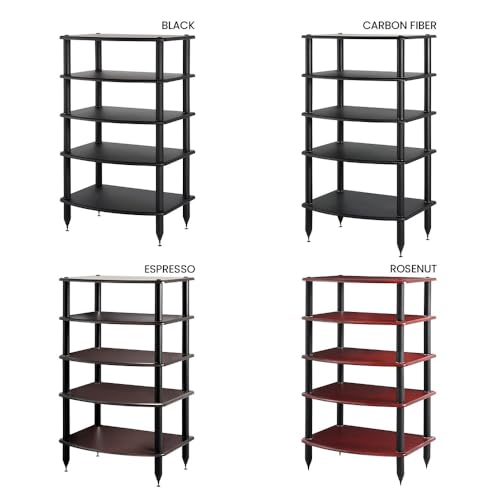 Pangea Audio Vulcan Five Shelf Audio Rack, Media Stand, and Components Cabinet 5 Shelf Carbon - color: 5 Shelf Carbon