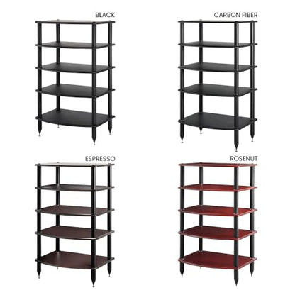 Pangea Audio Vulcan Five Shelf Audio Rack, Media Stand, and Components Cabinet 5 Shelf Carbon - color: 5 Shelf Carbon