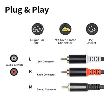 YACSEJAO RCA Y Cable 6FT RCA 1 Male to 2 Female Audio Speaker Y Adapter Splitter Cable for Subwoofer, Home Theater, Hi-Fi - Dual Shielded | 24K Gold Plated (RCA 1 to 2/2M) - color: RCA 1 to 2/2M