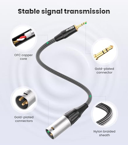 Tisino 3.5mm to XLR Balanced Adapter Cable XLR to Aux Mic Cord - 1ft | Gold-Plated 1/8 inch Mini Jack Aux to XLR Male Mono Audio Cord for Cell Phone, Laptop, Speaker, Mixer - size: 0.3m/1ft