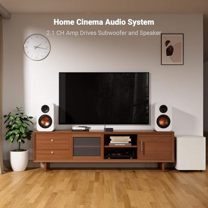 Fosi Audio BT30D Bluetooth 5.0 Stereo Audio Receiver Amplifier 2.1 Channel Mini Hi-Fi Class D Integrated Amp 50 Watt x2+100 Watt for Home Outdoor Passive Speakers/Subwoofer Powered Subwoofer