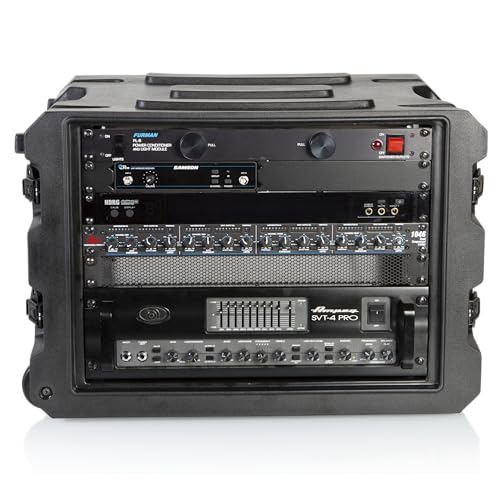 Gator Cases Pro Series 19" Depth 8U Rolling Rack Case with Recessed Wheels, Black - size: 8U Rack Space, style: Rolling Rack - 19" Deep