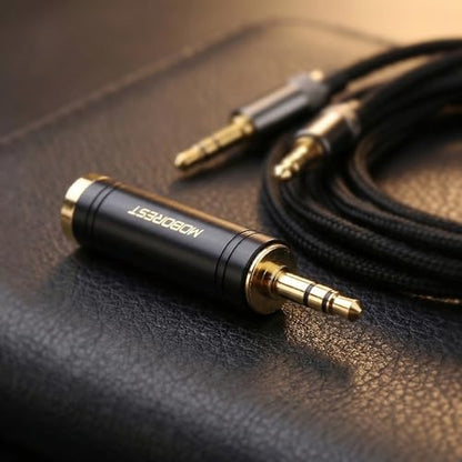 MOBOREST 3.5mm Male to 1/4'' Female Stereo Audio Headphone Adapter, 1-Black | 1/8" Plug to 1/4'' (6.35mm) Jack Adapter, Pure Copper Gold-Plated Connector for Amp, Guitar, Piano, keyboard, Home Theater - color: BLACK-1PCS