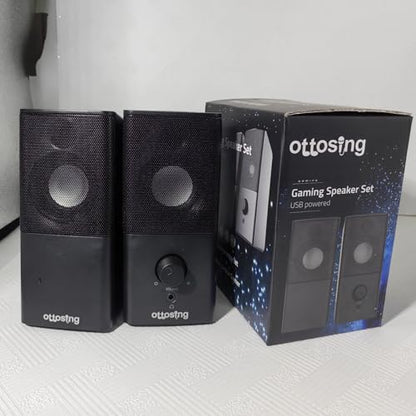 PC Speakers -USB-Powered Computer Speakers for Desktop PC with Volume Control, Gaming Speaker with 3.5mm Aux Multimedia for Laptop/Desktop/Tablets/Phone