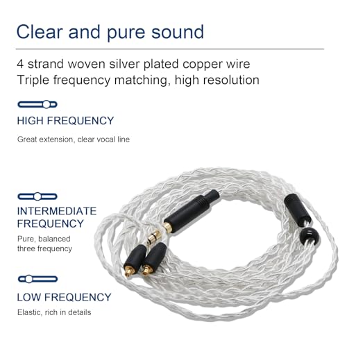 IEM Cable, Silver Plated Earphone Cable for QDC, AS12, AS16, ZSX, ZSN, ZS10 Pro, EDX, UE 18Pro, TRN, QDC, CCA, 2pin 0.78mm, 3.5mm