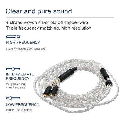 IEM Cable, Silver Plated Earphone Cable for QDC, AS12, AS16, ZSX, ZSN, ZS10 Pro, EDX, UE 18Pro, TRN, QDC, CCA, 2pin 0.78mm, 3.5mm