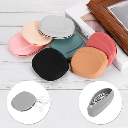 HARFINGTON Earbuds Cases, Wired Earphone Case Holder Organizer, Silicone Ear Buds Case Small for USB Cable, Earphones, Grey - color: Grey
