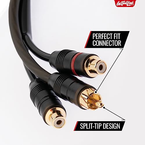 Install Link RCA Y Adapter Cable, 1-Male to 2-Female Splitter, 2-Pack (OFC) | Pure OFC Copper, 1ft, Feeds One Stereo Signal to Two Components, for Subwoofer, Home Theater, Car Audio Amplifier, Studio - color: Frosted Black, size: 1-Male to 2-Female