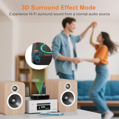 1Mii B06Ultra Bluetooth 5.3 Receiver with LDAC for Hi-Res Wireless Audio, HiFi Bluetooth Audio Adapter w/Audiophile DAC, 3D Surround aptX HD Low Latency, Optical AUX 3.5mm Coaxial for Home Stereo - color: B06Ultra Black