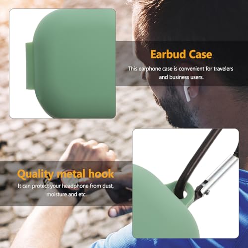 Protective Earphone Case for Earbuds Matcha Green Silicone Cover with Charging Moisture and Scratch Resistant Headphone Case for Earphones