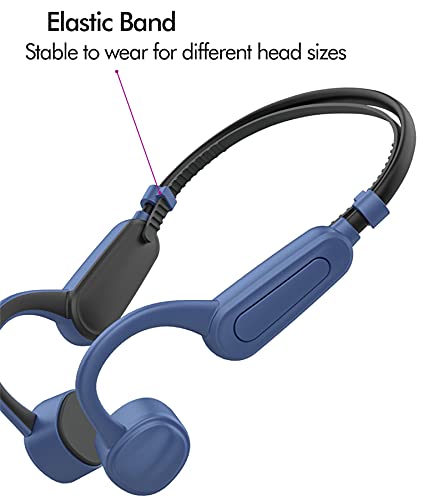 IP68 Underwater Waterproof Swimming Headset Bone Conduction Earphone with MP3 and Bluetooth for Swimmers Open-Ear Elastic Band (Blue) - color: Blue