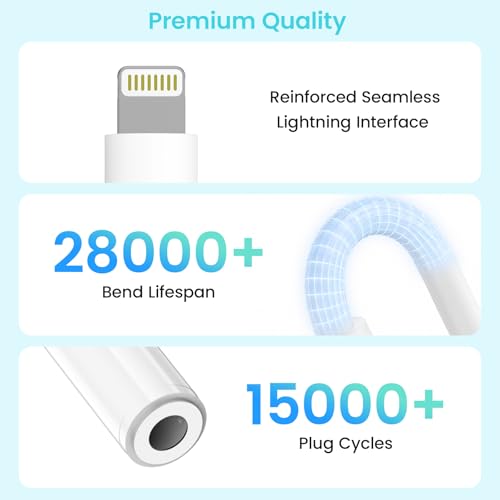 [Apple MFi Certified] 2 Pack Lightning to 3.5mm Headphone Jack Adapter for iPhone Aux Adapter Converter Dongle Audio Cable for Apple iPad/iPhone 14/13/12/11/X/XS - with Microphone