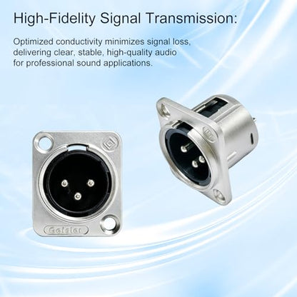 RIVIERA XLR Panel Mount Chassis 3pin Male & Female Nickel Plated Metal Housing and Silver Chrome-Plated Contacts (5 Male Silver) - color: Silver, size: Male