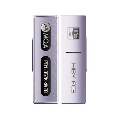 HiBy FC3 USB DAC with Display Hi-Res Audio 112mW Output Power Support PCM DSD MQA dongle for iPhone/MAC/Android/Windows(Purple) - color: Purple