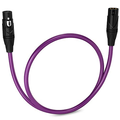 LyxPro 1.5 ft Balanced XLR Mic Cable, Male to Female, Purple - color: Purple, size: 1.5 Feet Straight