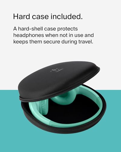 Belkin SoundForm Mini Bluetooth Kids Headphones with Case, 30H Battery Life | Toddler headphones, carrying case included, 85dB volume limiter, built-in mic, iPad, Android tablet, school - color: Mint, style: Wireless (USB-C) + Case