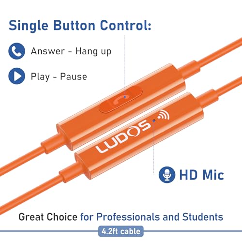 LUDOS Zenith Wired Earbuds in-Ear Headphones, 5 Year Warranty, Earphones - color: Orange, size: 3.5 mm