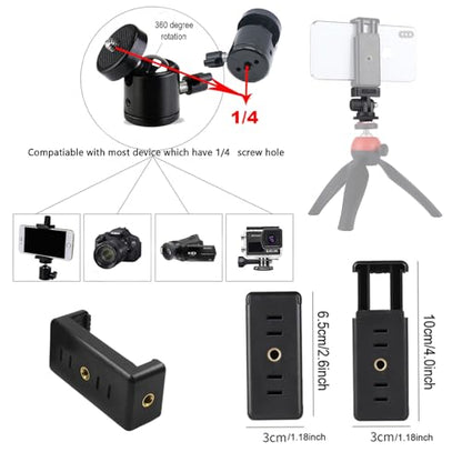 30Pack Camera Tripod Screw Mount Kit 1/4 to 3/8 Inch Adapter Threaded Converter 1/4" Swivel Ball Head and Hot Shoe E Clip for DSLR/Monopod/Flash Light/Quick Release Plate