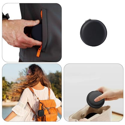 1 Pc Black Mini-Portable Hard Shell Earbuds Case, Round Earphone Carrying Case Storage Bag, Hard EVA Earphone Cases Cell Phone Accessories Organizer for Earphones Earbud