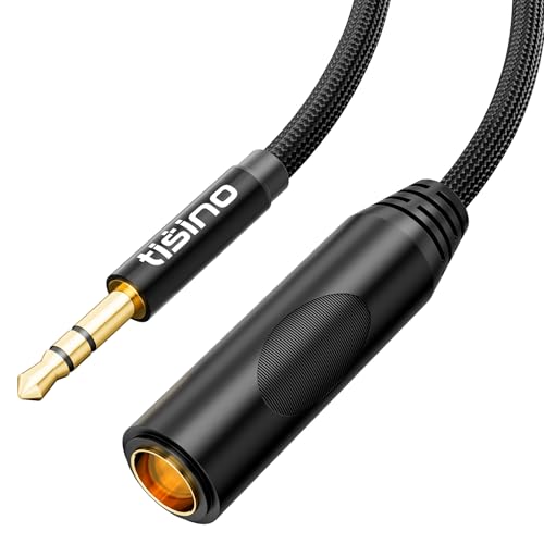 Tisino 1/4 to 3.5mm Adapter, 1/4" Female to 1/8" Male Stereo Audio Adapter for Headphone, Amplifiers, Guitar, Amp etc. - 5ft/1.5m | 1/4 to 1/8 Stereo Audio Interconnect Cable for Headphones/Amplifiers/Guitar/Amp/Speaker, Shielded TRS Jack Extension - size
