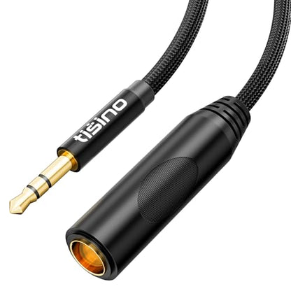 Tisino 1/4 to 3.5mm Adapter, 1/4" Female to 1/8" Male Stereo Audio Adapter for Headphone, Amplifiers, Guitar, Amp etc. - 5ft/1.5m | 1/4 to 1/8 Stereo Audio Interconnect Cable for Headphones/Amplifiers/Guitar/Amp/Speaker, Shielded TRS Jack Extension - size