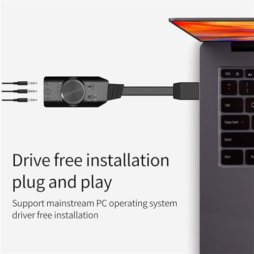 Vikye USB Sound Card Adapter, USB to 3.5mm Jacks 7.1 Channel Mute Button Volume Control USB External Stereo Sound Card for PC Laptop Headset, Vikyemyh5utipw6