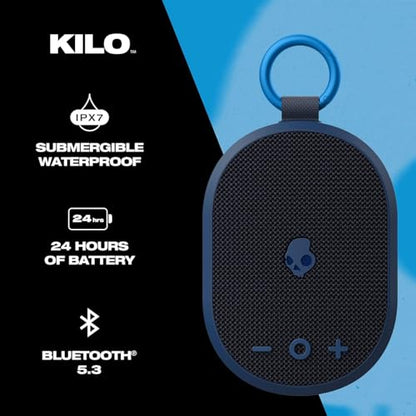 Skullcandy Kilo XT Wireless Bluetooth Speaker - IPX7 Waterproof Mini Bluetooth Speaker with 24 Hour Battery, Downward Firing Passive Radiator, and True Wireless Pairing - Perfect for Outdoor (Navy) - color: Navy