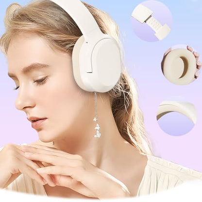 Wireless Noise Cancelling Headphones, Black for Travel,Home,Office | Comfortable Protein Ear Pads, Built-in Mic,30H Playtime,Bluetooth 5.3,Deep Bass Lightweight Active Noise Cancelling Headset - color: white A