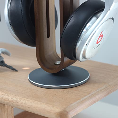 Headphone Stand for Desk,Bright Stone Wood Headset Holder Bamboo & Aluminum Earphone Stand for All Headphones (Grey)