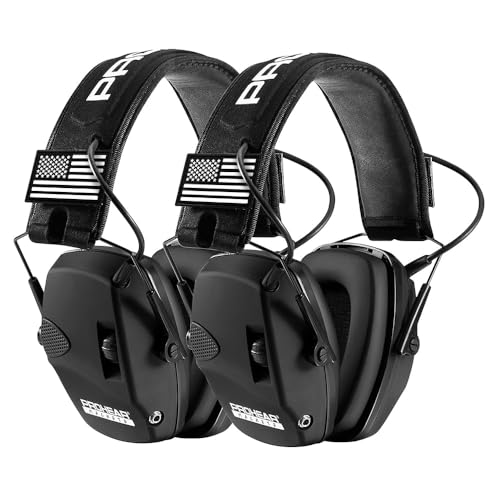 PROHEAR 2 Pack Electronic Ear Protection for Shooting with 4X Sound Amplification, Gun Range Hearing Protection Muffs, NRR 23dB Noise Reduction Headphones for Hunting, Black and Black - style: Electronic-black*2