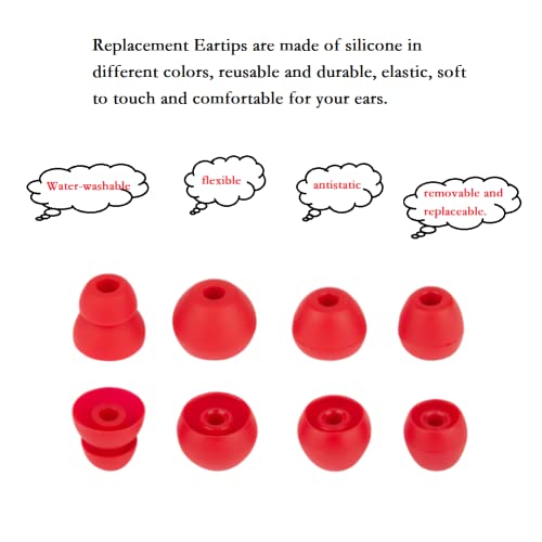Replacement Silicone Ear Tips Earbuds Buds Set 4 Pairs Compatible with Beats Flex、Compatible with Prowerbeats pro, Red - color: color4