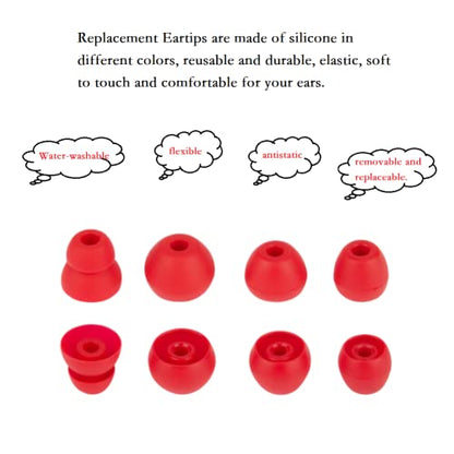 Replacement Silicone Ear Tips Earbuds Buds Set 4 Pairs Compatible with Beats Flex、Compatible with Prowerbeats pro, Red - color: color4