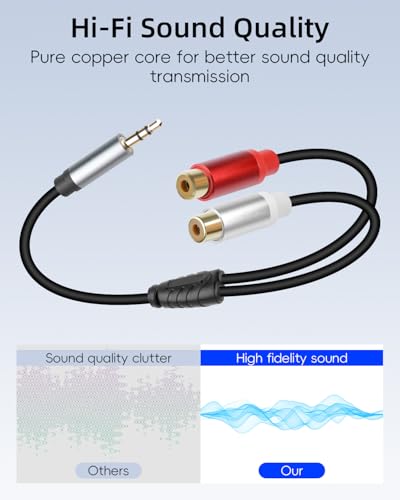 RCA to 3.5mm Aux Cable,3.5mm Male to 2 RCA Female Headphone Jack Audio Adpter Extension Cable,1/8 to 2RCA Auxiliary Stereo Y Splitter Cable for Phone,Tablet,Computer,MP3(1Ft/2Pack) - style: Male to Female