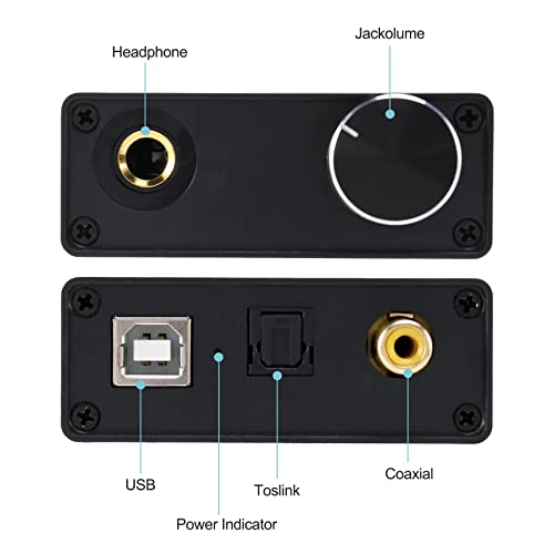 USB to Coaxial S/PDIF Optical 3.5mm/6.3mm Headphone Converter USB DAC Digital to Analog Audio Converter for XP, black